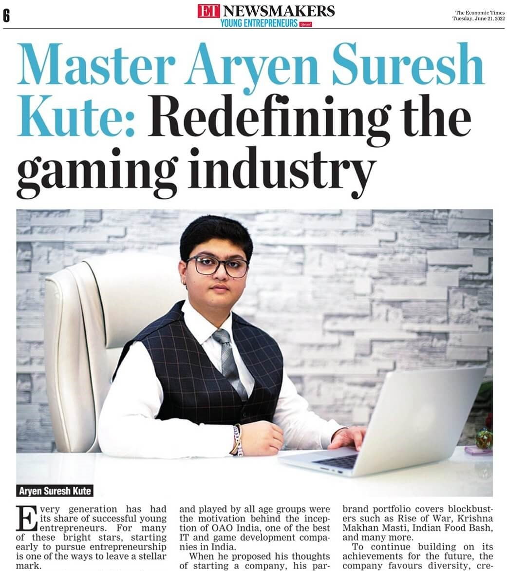 aryen kute featured in the economic times